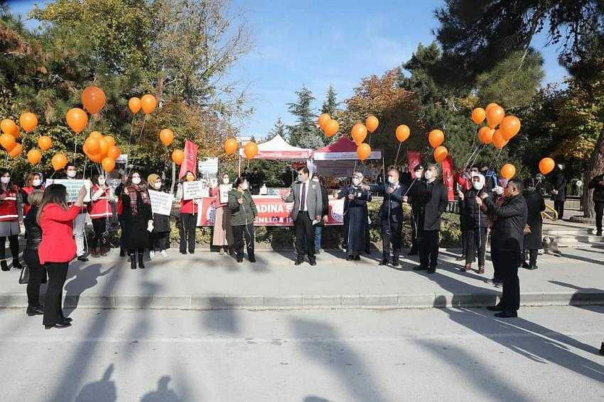 Vali Arslantaş, şiddetin son bulduğu günler dileyerek gökyüzüne turuncu balon bıraktı