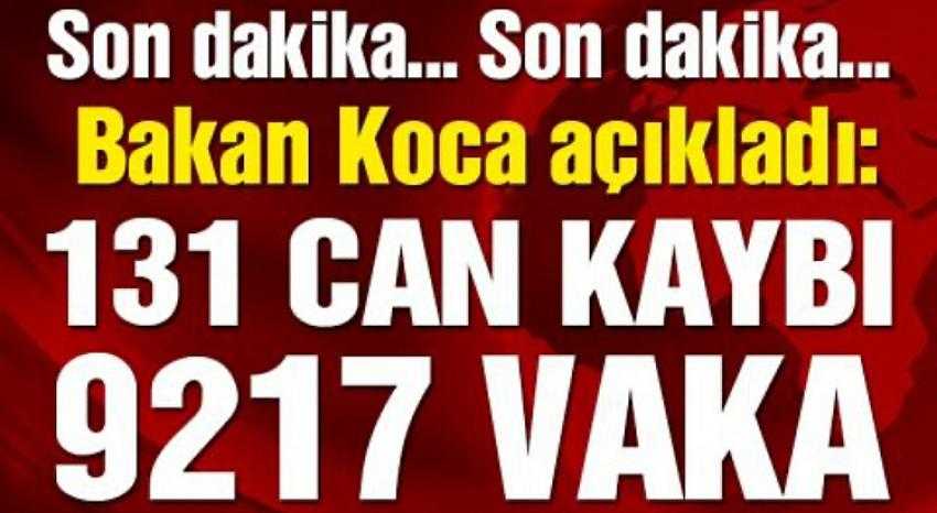 Can kaybı 131'e, hasta sayısı 9 bin 217'ye ulaştı