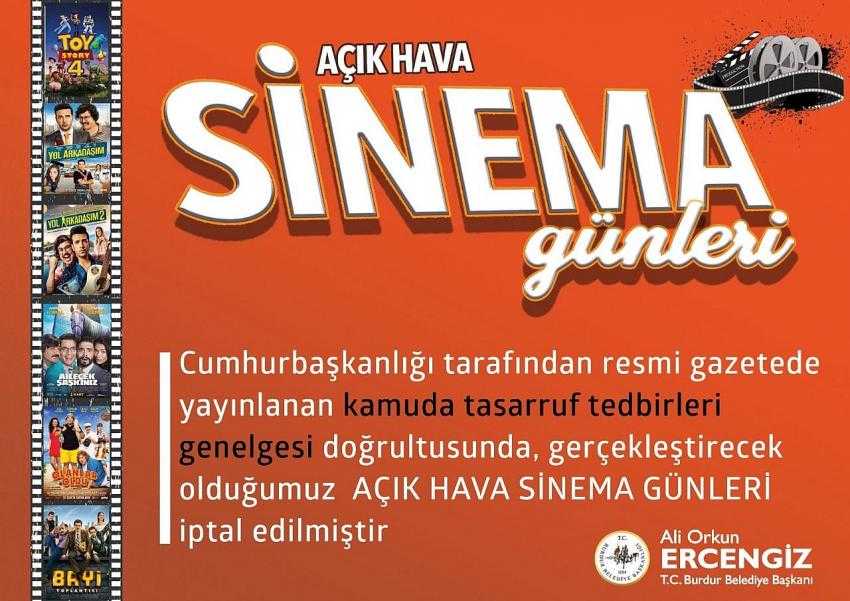 Açık Hava Sinema Günleri Ve Sokak Konserleri İptal Edildi