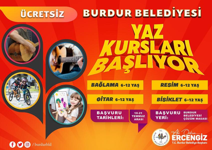 Burdur Belediyesi yaz kurslarına başlıyor