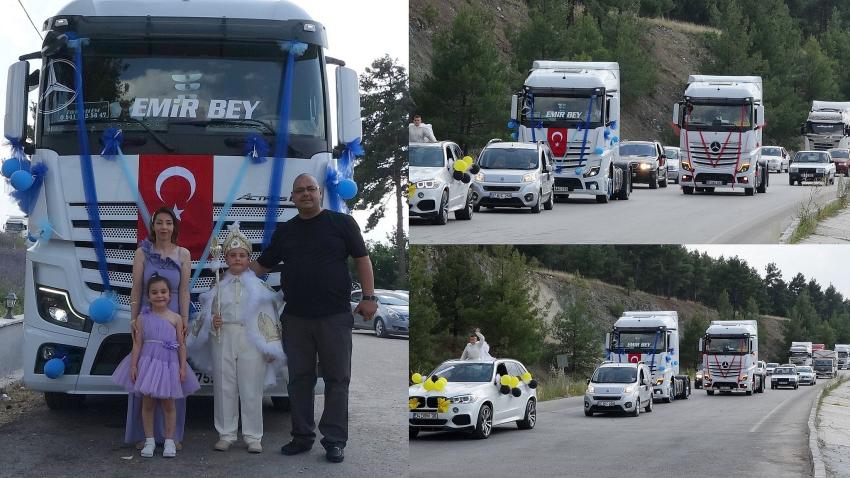 Burdur’da Tırlar sünnet konvoyu oldu