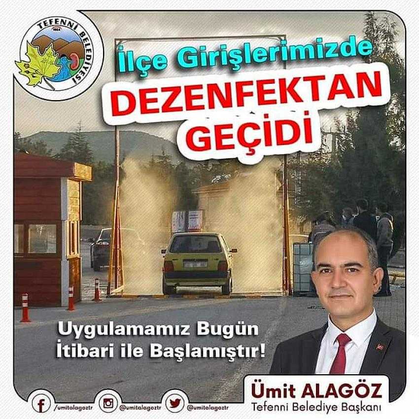 Tefenni'de ilçe girişlerinde araç dezenfeksiyon sistemi kuruldu