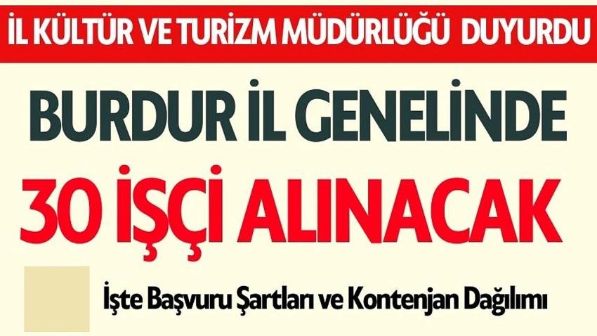 Burdur Kültür ve Turizm Müdürlüğü Personel Alacak