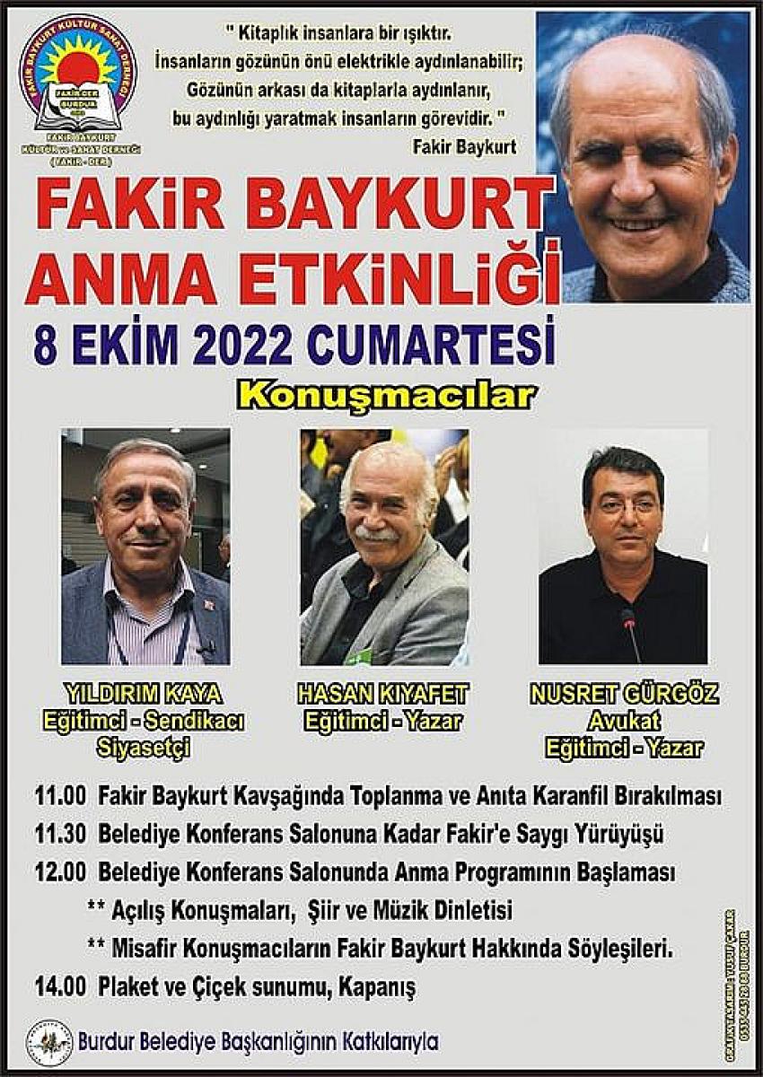 Fakir Baykurt 8 Ekim’de anılacak