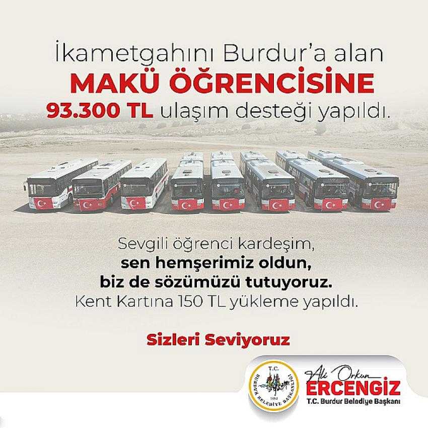 Burdur Belediyesinden 622 üniversiteliye, 93.300 TL ulaşım yardımı 