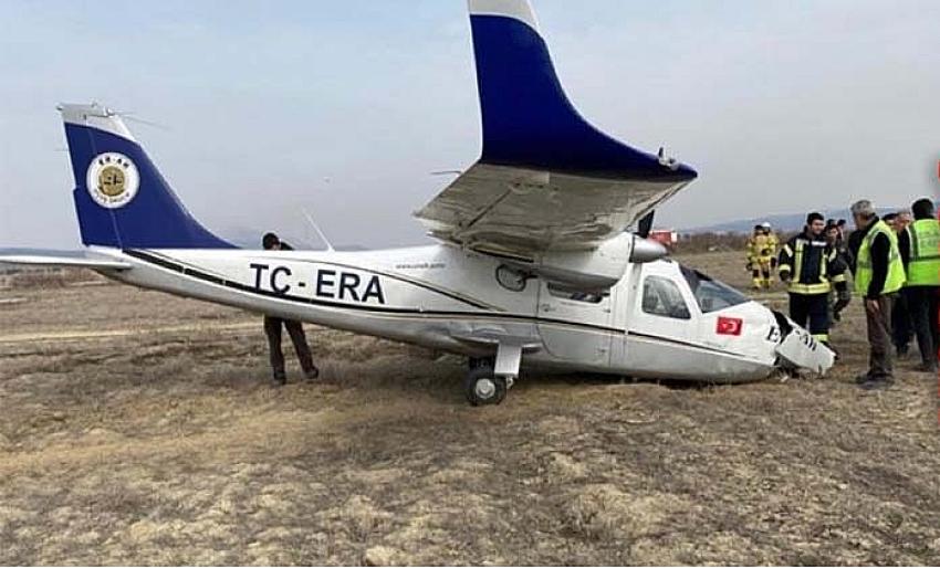 Isparta’da motoru bozulan eğitim uçağı araziye zorunlu iniş yaptı